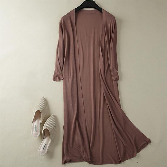 

Женский длинный летний вязаный кардиган из тонкого ледяного шелка, мягкий модальный кардиган, свободная базовая простая рубашка с длинным рукавом с кондиционером, кардиганы M коричневый