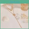 Geometric Long Chain Necklace With Double Circles For Women Summer Fashion Accessory