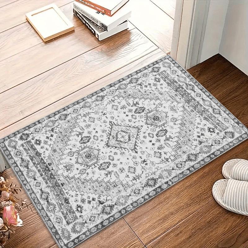 Entryway Rug Vintage Persian Medallion Print Non Slip Carpet Washable for Bathroom Kitchen Hallway Home Decor