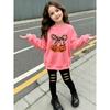 Girls' Halloween Bow Casual Comfortable Soft Loose Pullover Sweatshirt and Leggings 2-Piece Set, New Autumn/Winter, Playful, Sweet and Cool Style