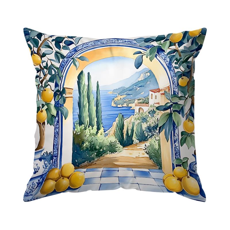 Fruit Lemon Manor Cushion Pillowcase Printed Polyester 45X45Cm Throw Pillowcover Decorative Sofa Cushion Pillowslip Home Decor