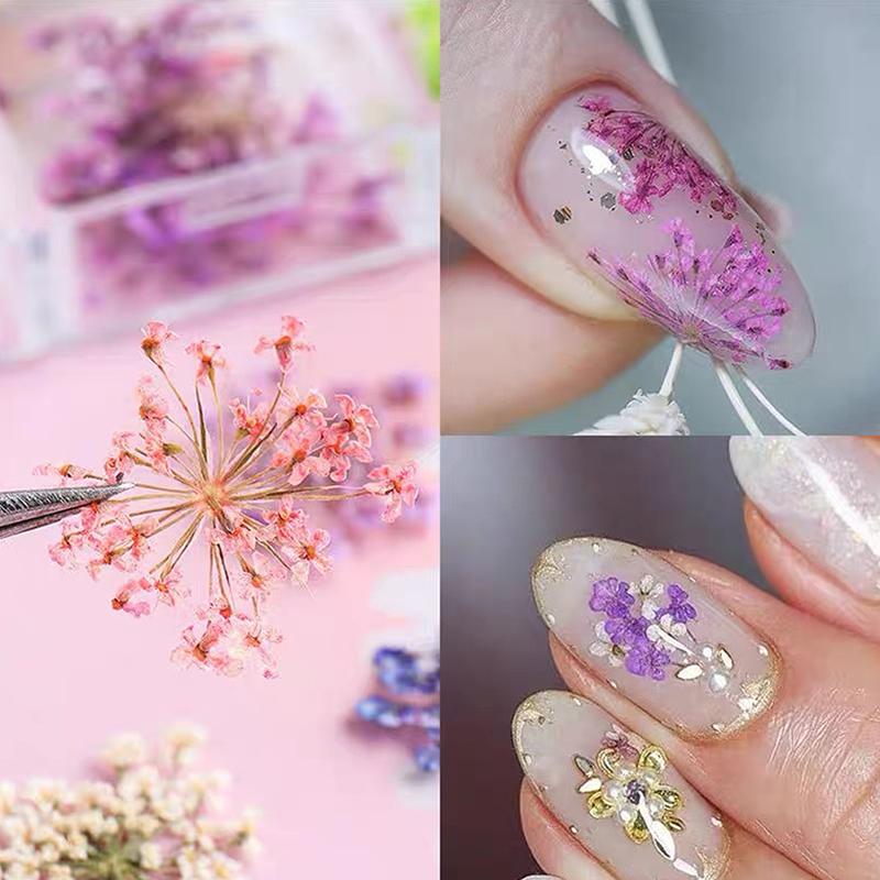 Flower Nail Art Decoration Real Mini Dried Blossom Natural Floral Stickers Nail Charms Diy Manicure Nails Accessories Home Salon