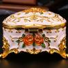 Heart Shaped Jewelry Box with Rose Embossed Lid, Zinc Alloy Storage Case for Vanity Display, Jewelry Storage and Gifts