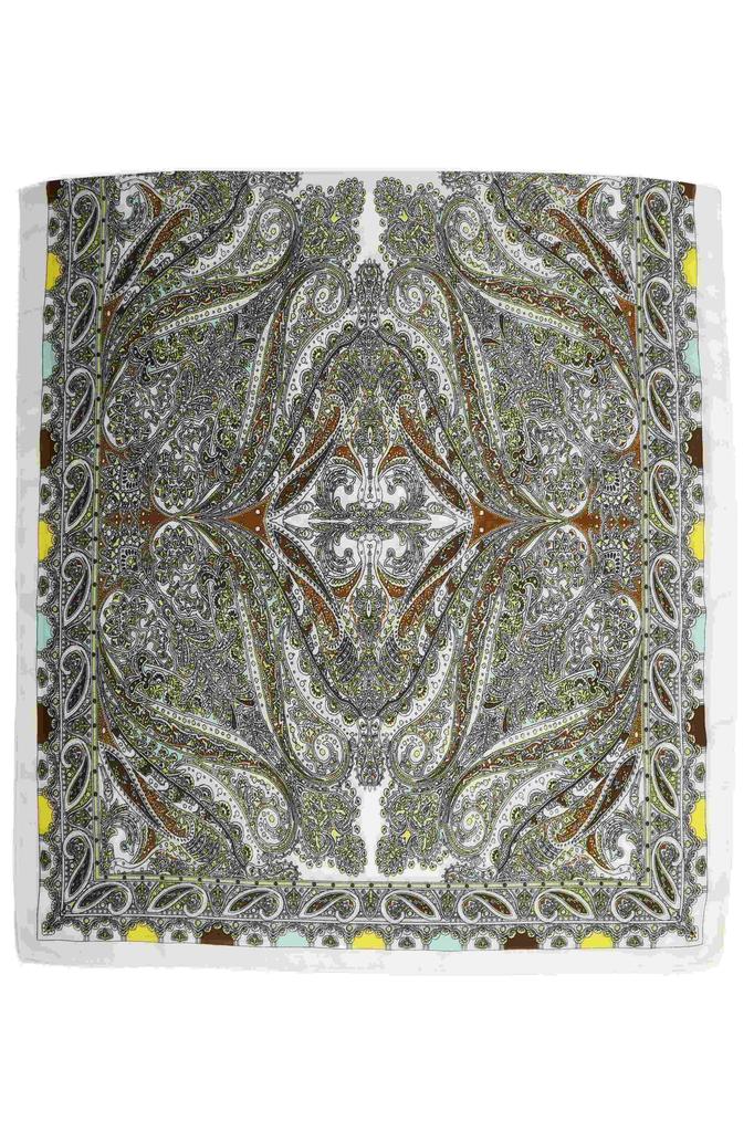 Women' Scarf 180x85 - Paisley in Shades of Green, Brown and Yellow, 100% Viscose