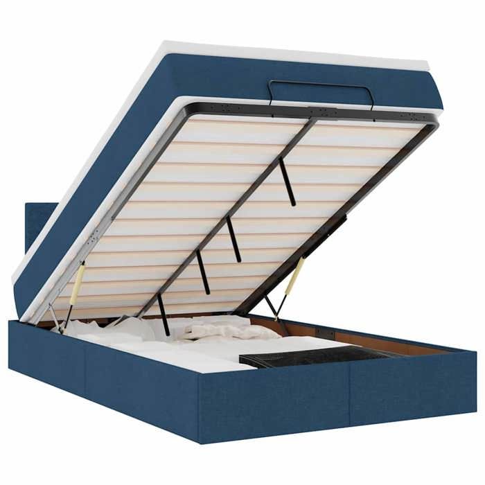 Maison Exclusive - Cadre de lit ottoman avec matelas bleu 120x190 cm tissu