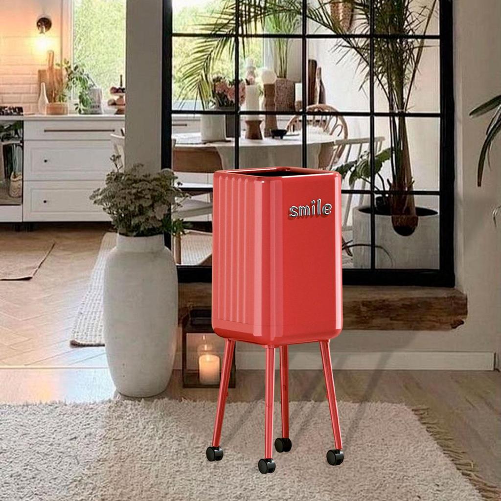 Modern Large Capacity Rolling Trash Can Without Lid for Office, Kitchen, Restaurant, Bathroom.