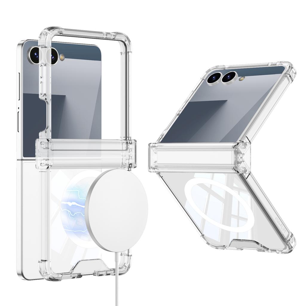 Samsung Zflip7 Mobile Phone Case Transparent Airbag Flip7 Folding Shaft Wireless Charging Full Package Anti Fall