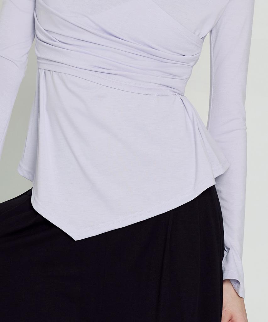 Debiweeo Asymmetrical Wrap Long Sleeve Devi-T0141-Lavender