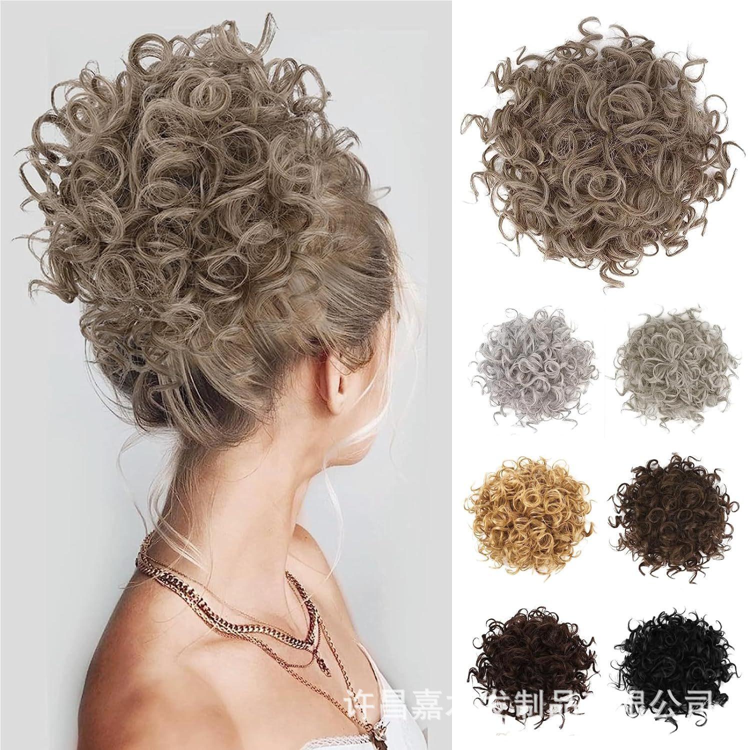 Кудрявый пучок на шнурке - Объемный небрежный эластичный сетчатый синтетический парик-хвост