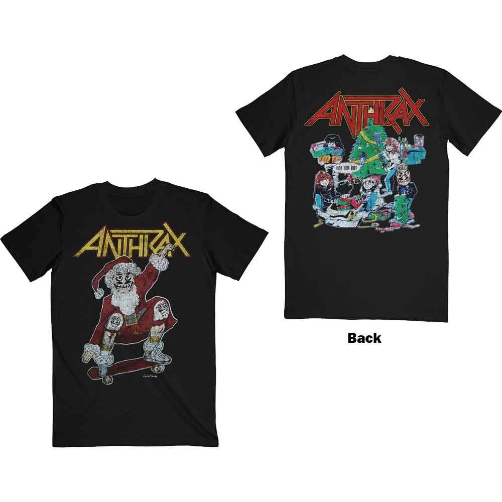 Anthrax T Shirt Vintage Christmas Band Logo Official Mens Black XL M