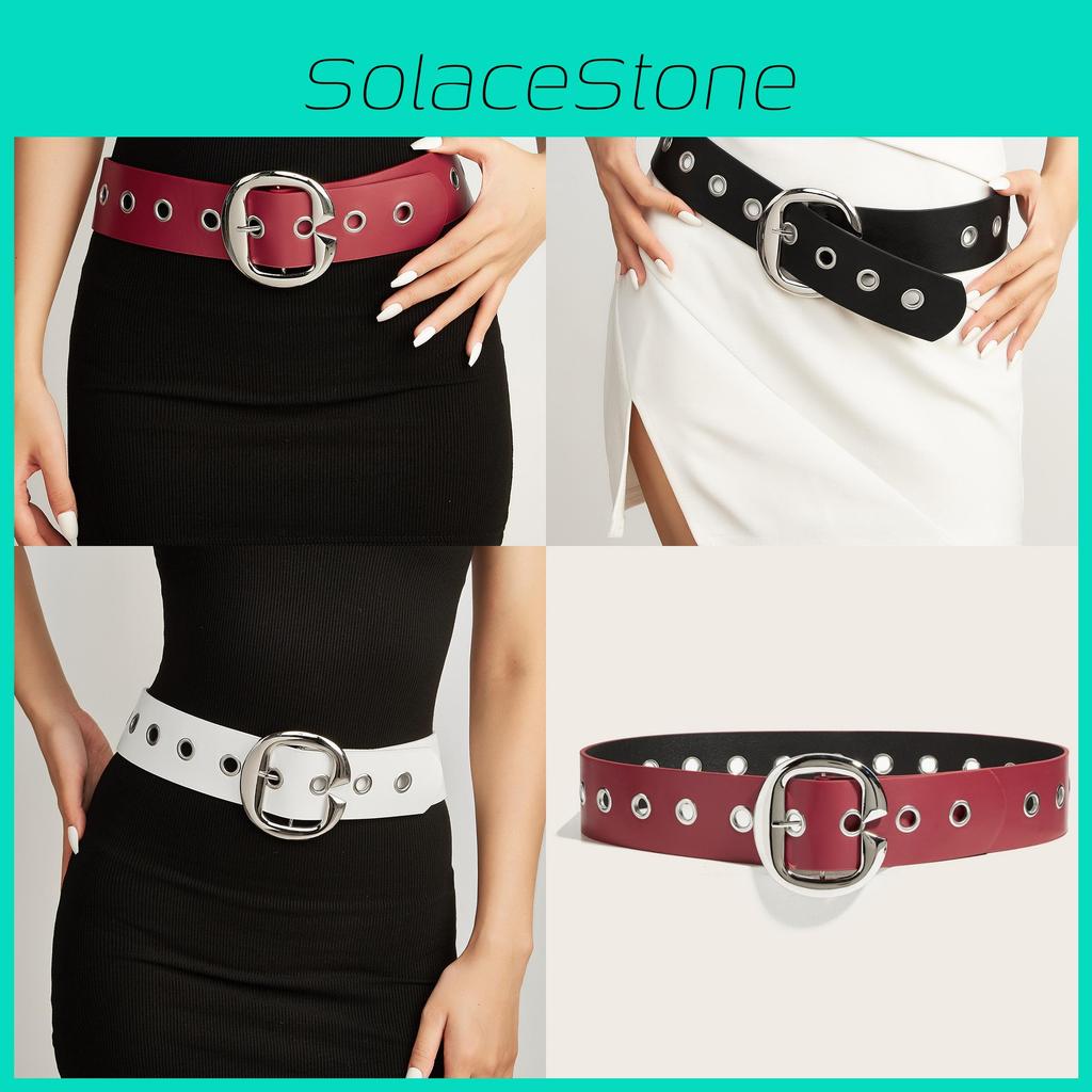 Fashion Color Solid Large Metal Buckle Decoration Women Casual Wide Belt