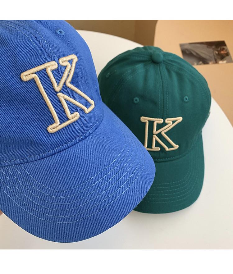Stylish Korean Brand K Letter Embroidered Round Top Curved Brim Baseball Cap Unisex Casual Sunscreen Breathable Hat