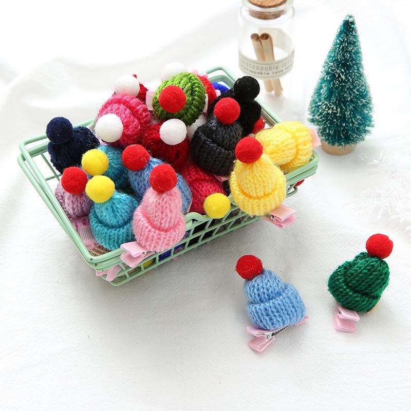 Creative Christmas Yarn Hat Hair Clip - Cute 3D Plush Accessory for Kids