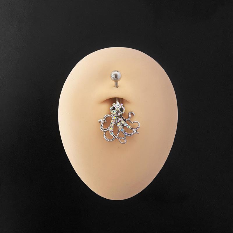 Colorful Zircon Starmoon Octopus Inlaid Diamonds Belly Piercings Ring Sexy Belly Button Ring Body Ring Women Jewelry