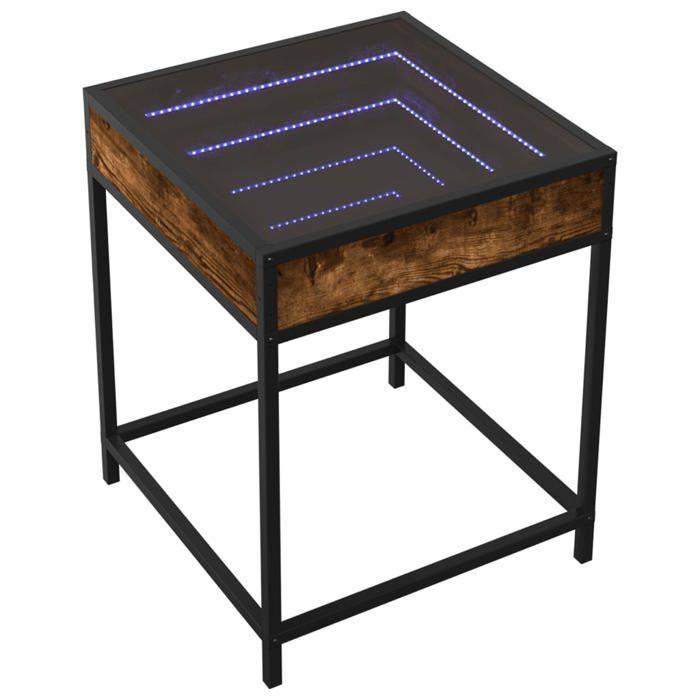 VidaXL Table de chevet avec LED infini chêne fumé 40x40x51 cm 3284093