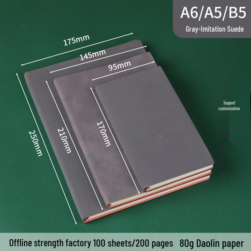 

B5 Soft Leather Notebook with Logo Customization, Thick Cover & Inner Pages - Perfect for University Students or Business Diaries A6 (9.5*17cm) серый