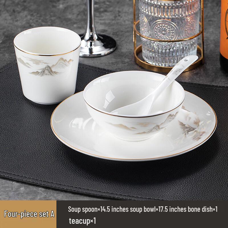 Chinese Style Bone China Tableware Set - Grand Rivers and Mountains