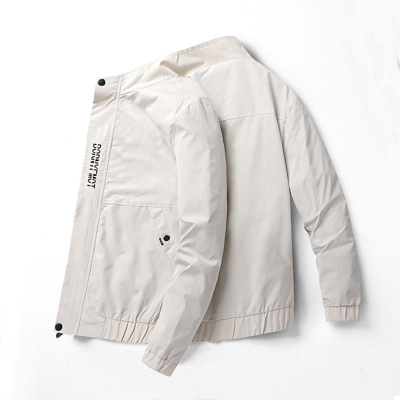 Men's Jacket Spring and Autumn Fashion Handsome Casual Stand-up Collar Tooling Jacket Loose Jacket Men