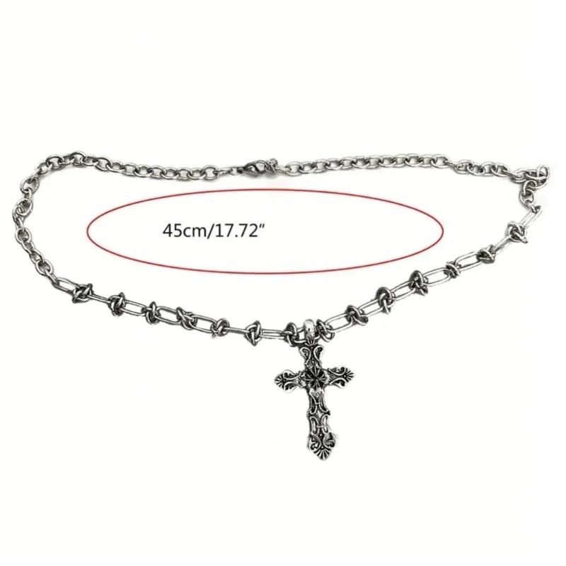 Gothic Dark Style Cross Pendant Necklace Rock Punk Goth Fashion Necklaces For Women Men Jewellery Design Mystical Gifts