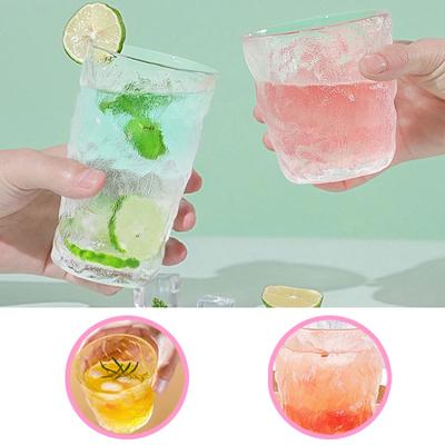 300ml/350ml Glacier Pattern Glass Water Cup Tea Milk Coffee Water Cup Ins Whiskey Wind Beer Juice Glass Mug Bar Drinkware Gift