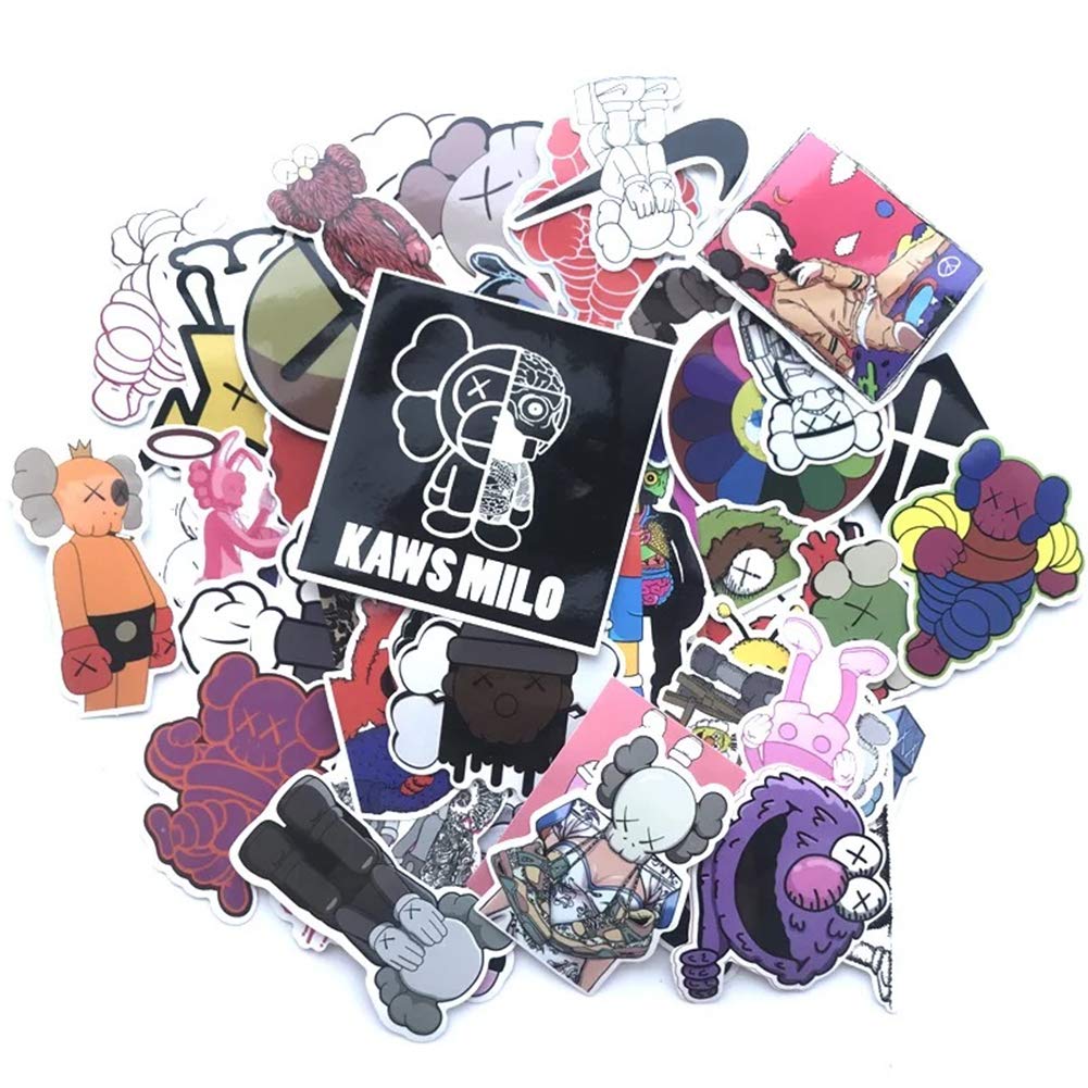 64 Pieces KAWS Comic Waterproof Sticker Set Suitcase Stickers for