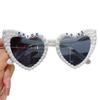 Crystal Heart Bride Sunglasses with Rhinestones & Pearls - Women's Bachelorette Party Accessory