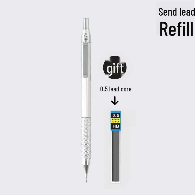 Professional Metal Mechanical Pencil, 0.5/0.7mm, Low Center Gravity, Weighted Feel, Continuous Lead Feed for Drawing & Painting.