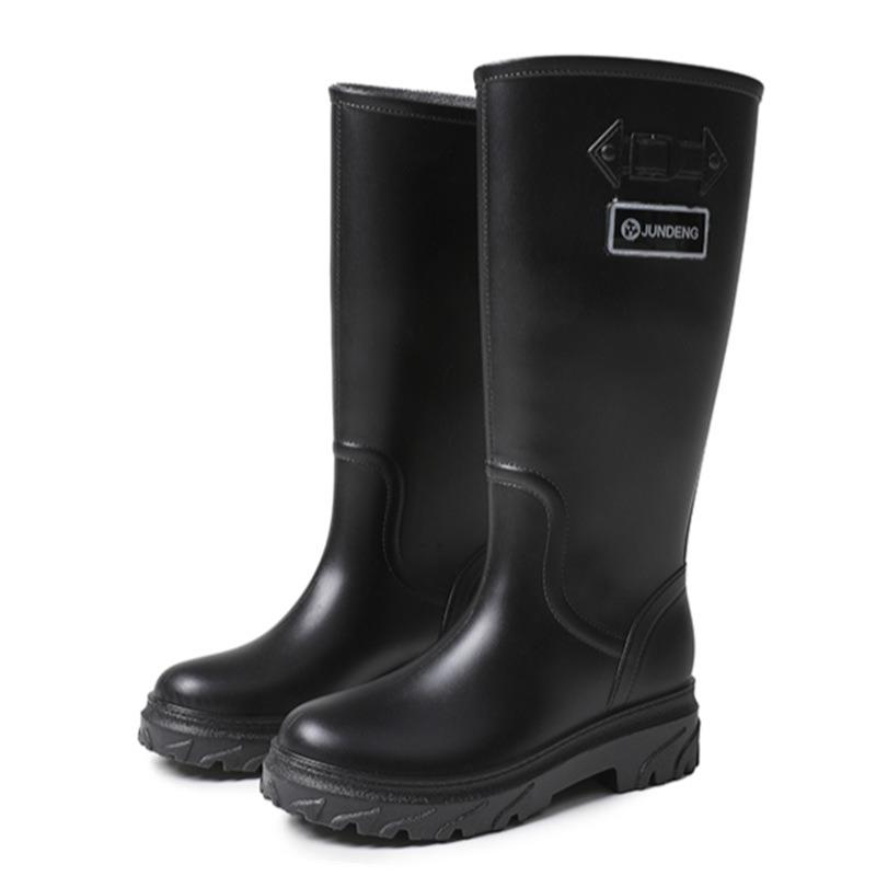 Fashion extra high wading women's boots long tube rubber shoes over the knee women's rain boots powder water boots dazzling black women