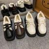 Winter Women's Mary Jane Shoes Chunky Sole Thick Fleece-lined Loafers Vintage Plush Warm Cotton Women's Shoes Zapatos Para Mujer