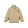 Casual Solid Color Stand Collar Design Puffer Jacket Long Sleeve Down Jacket Unisex Outerwear Khaki P423U037-01EW