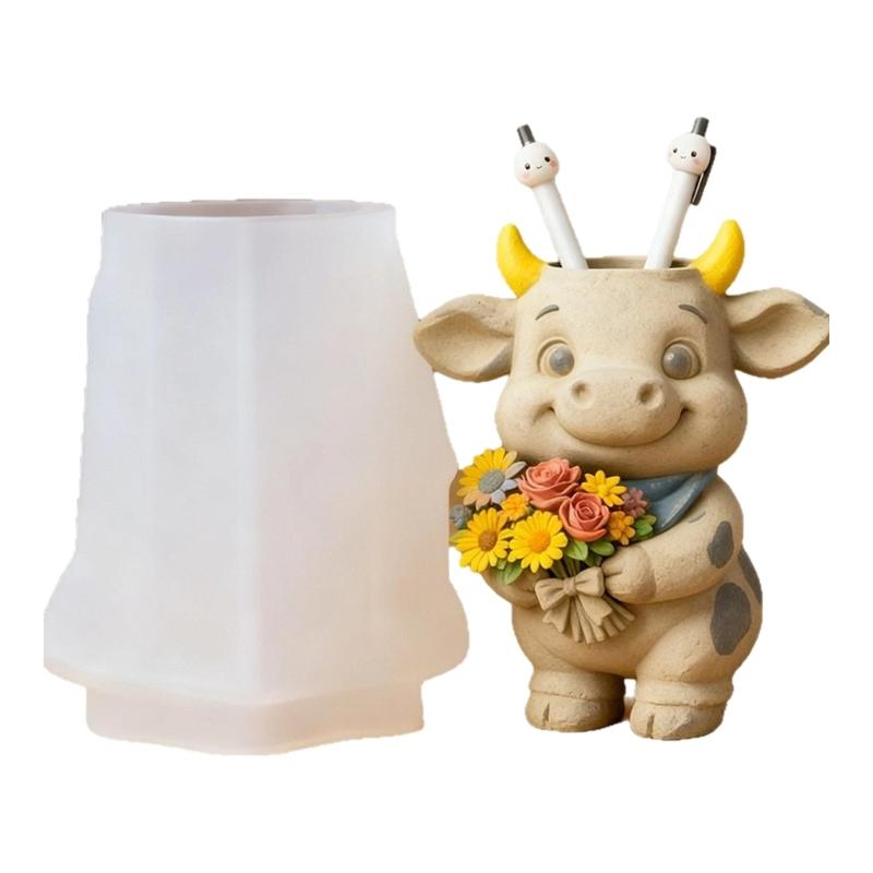 

Soft Silicone Cow Planter Mold With Easy Release For Handmade Resin Crafts Decorative Pots And Candle Containers 1