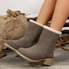 Fashion Women's Boots 2024 High Quality Women's Shoe Set Winter Round Head Solid Color Plush and Velvet Warm Thick Heel Snow Boots