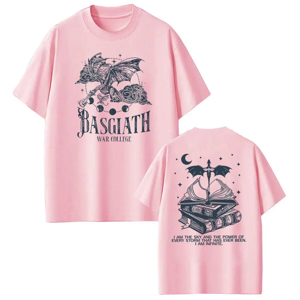 Hot Basgiath War College Dragon Wing Double Sides T Shirts Unisex Unisex Harajuku Fashion Tshirt Gothic Cotton Oversized Tshirts