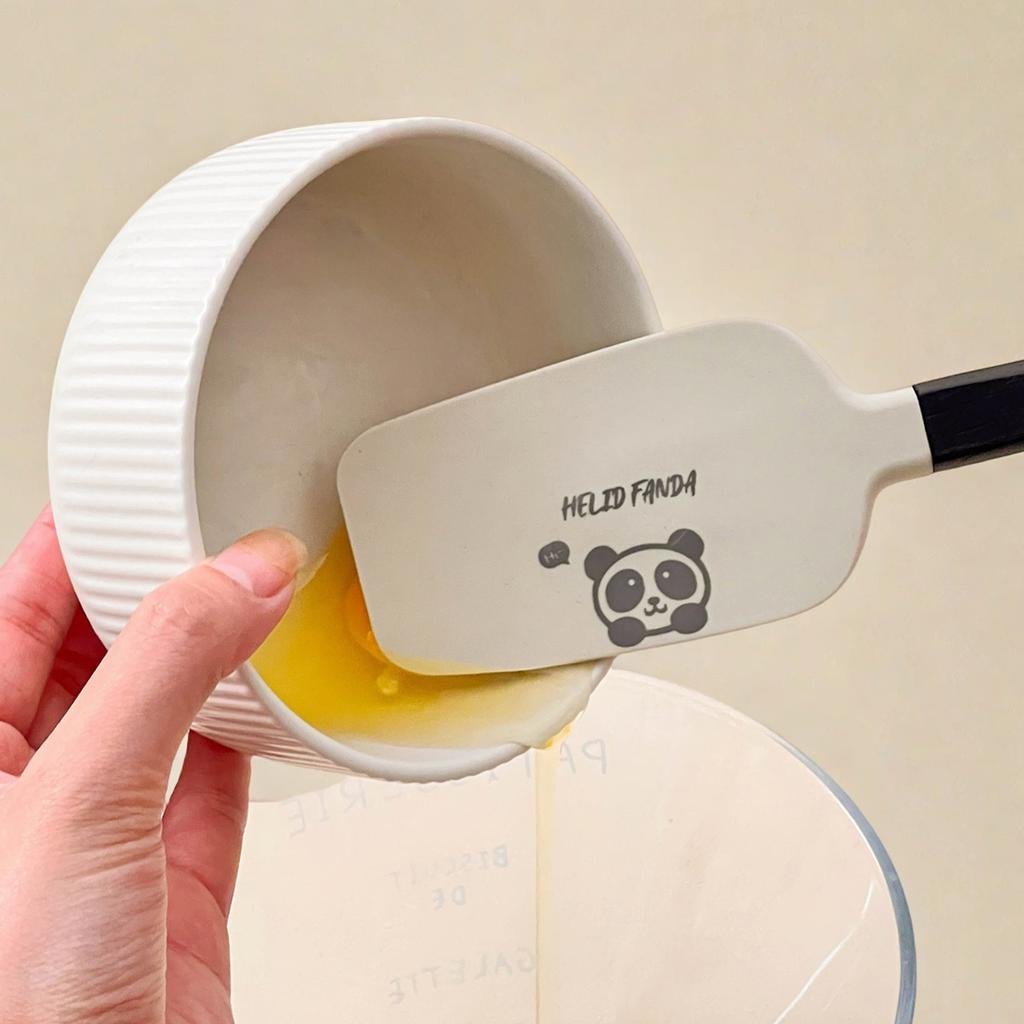 New Wooden Handle Silicone Scraper Jam Spatula Cake Cream Spatula With Cute Pattern Heat-resistant Kitchen Baking Tool