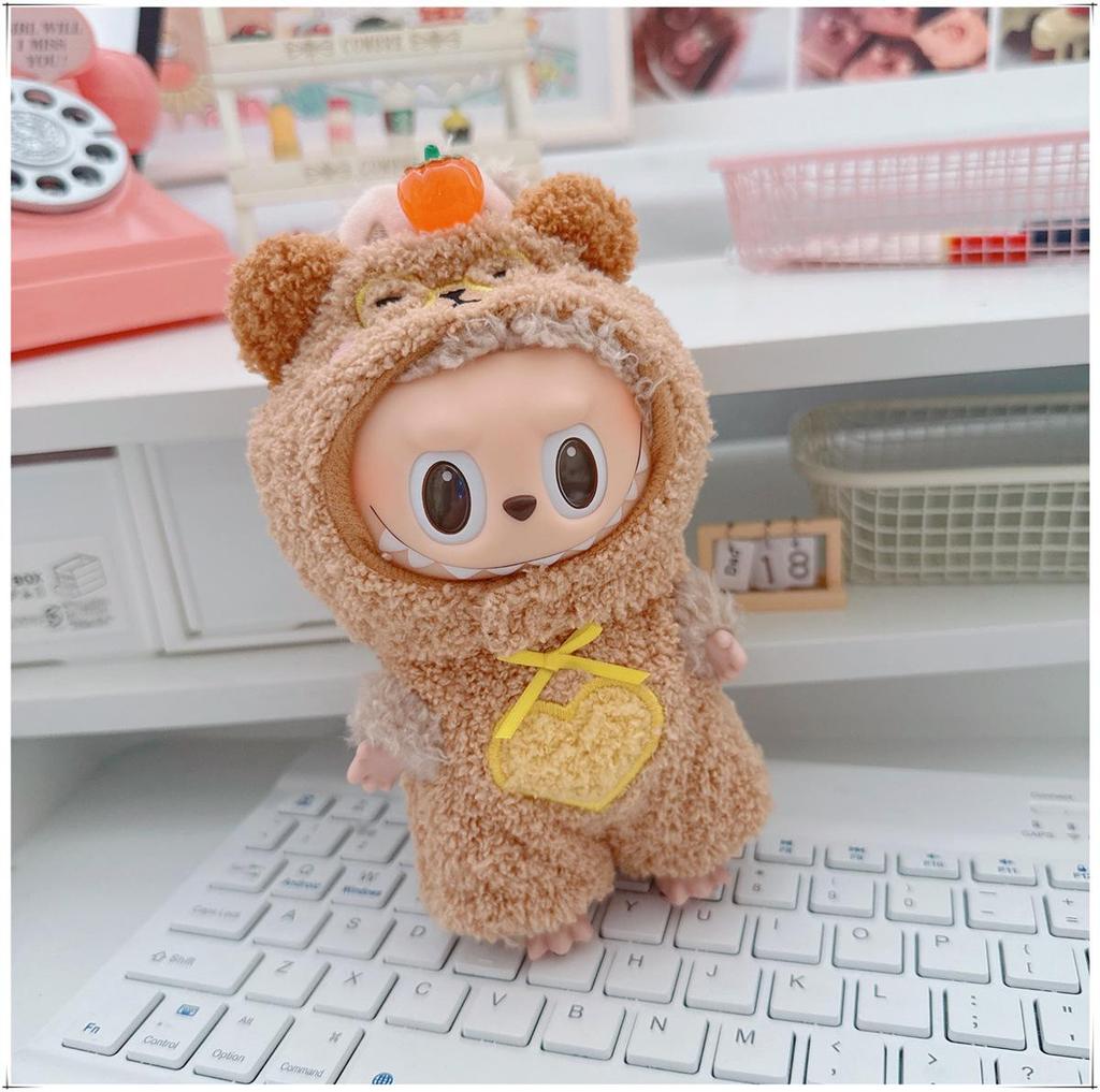 First, Second, and Third Generation Labubu Doll Clothes: 17cm Plush Onesie for 10cm Labubu Dolls, Cute Cartoon Design