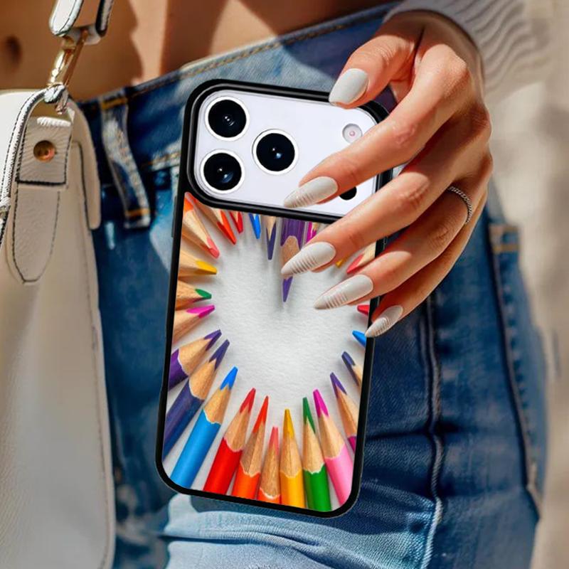 Rainbow Colorful Pencils Phone Case For iPhone 17 Air 14 15 13 12 Max Cover For Apple 16e 11 Pro Max Plus Coque