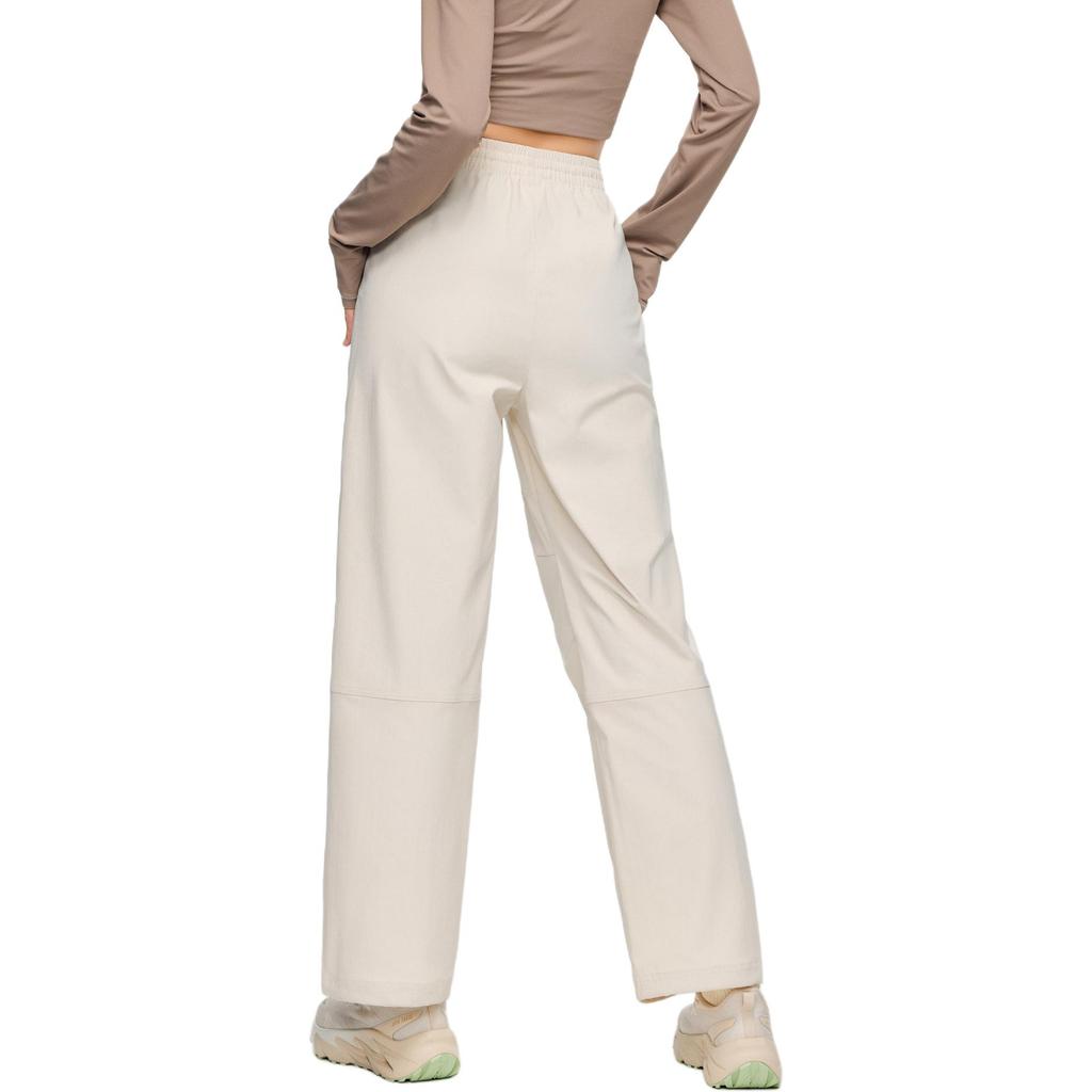 Anta Training Series Solid Color Mid Waist Water Resistant Two Way Stretch Straight Leg Casual Pants Women Pants Sandy-Gray 962417501-1