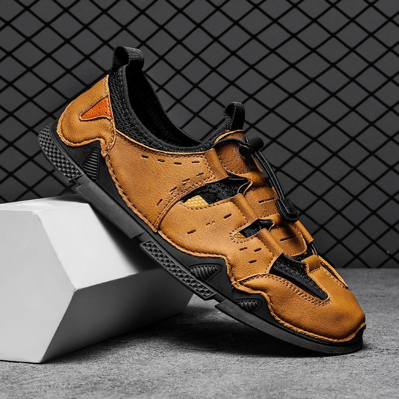 2024 New Summer Sandals Men Soft Leather Shoes Men's Hollow Octopus Sneakers Outdoor Antiskid Elasticity Beach Handmade Shoes