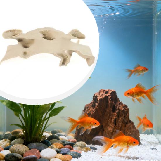 Natural Curve Aquarium Hideout under Gravel Tunnel Cave Fish Tank Viewing Tunnel Hideout for Catfish Kuhli Loaches Shrimp