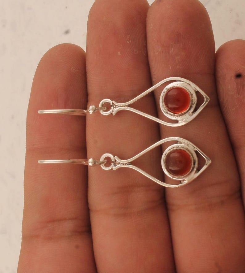 Solid 925 Sterling Silver Carnelian Gemstone Women Dangler Earrings, Handmade Jewelry Gift For Her