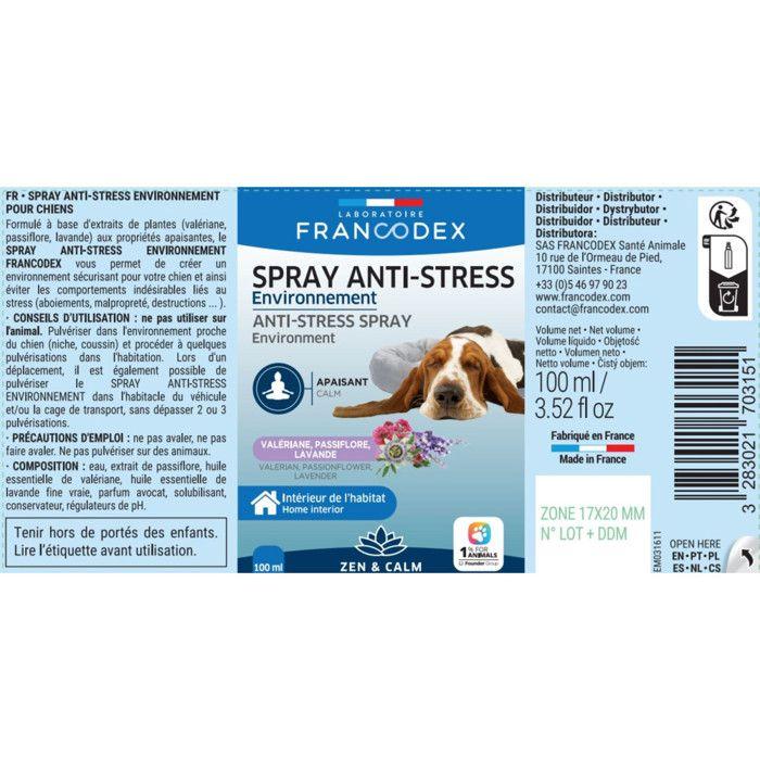 Spray Anti-Stress 100 Ml Environnement Pour Chiots Et Chiens - Francodex