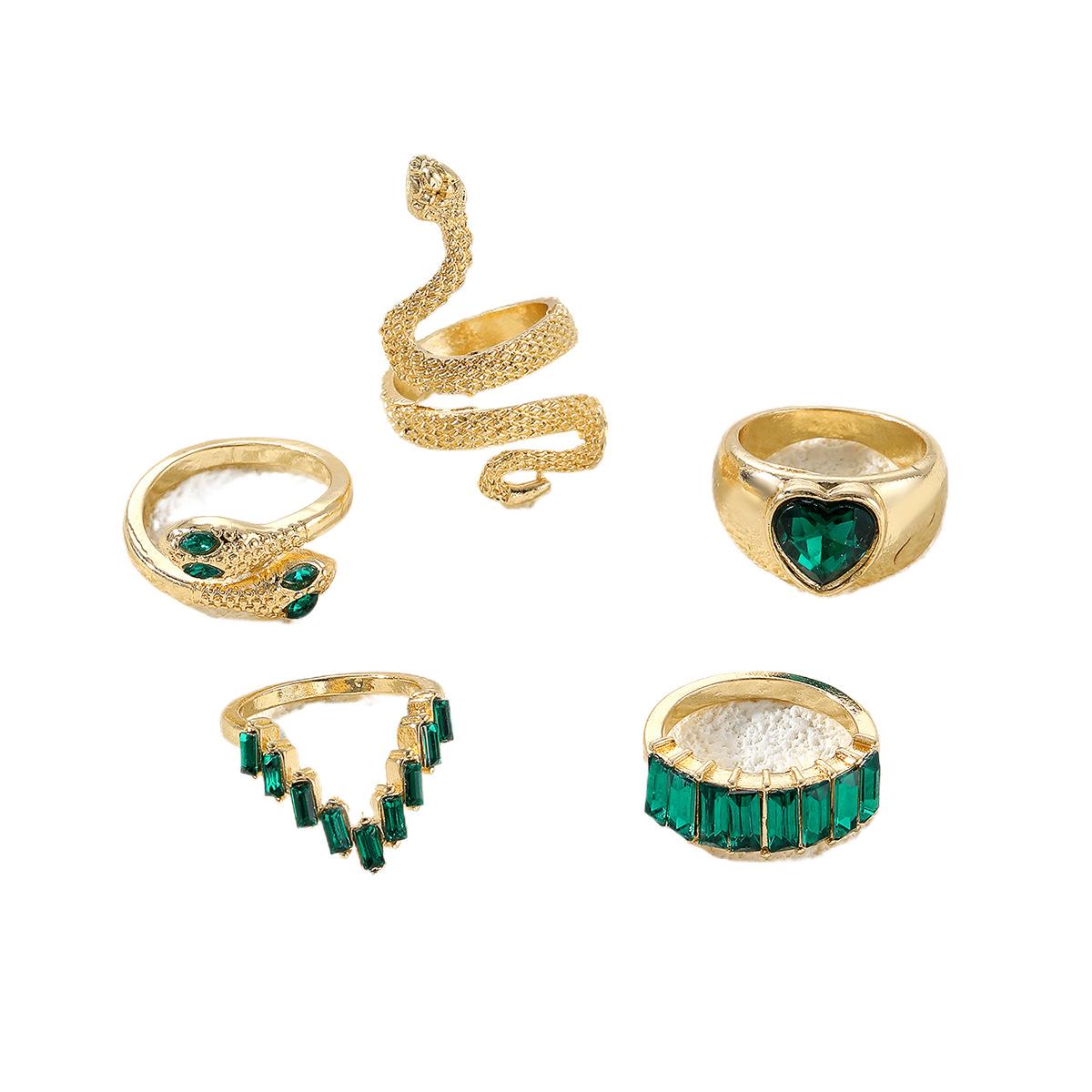 

Модный пригородный сплав инкрустированный бриллиантами цветной высококачественный холодный ветер легкий роскошный универсальный женский комплект колец alloy