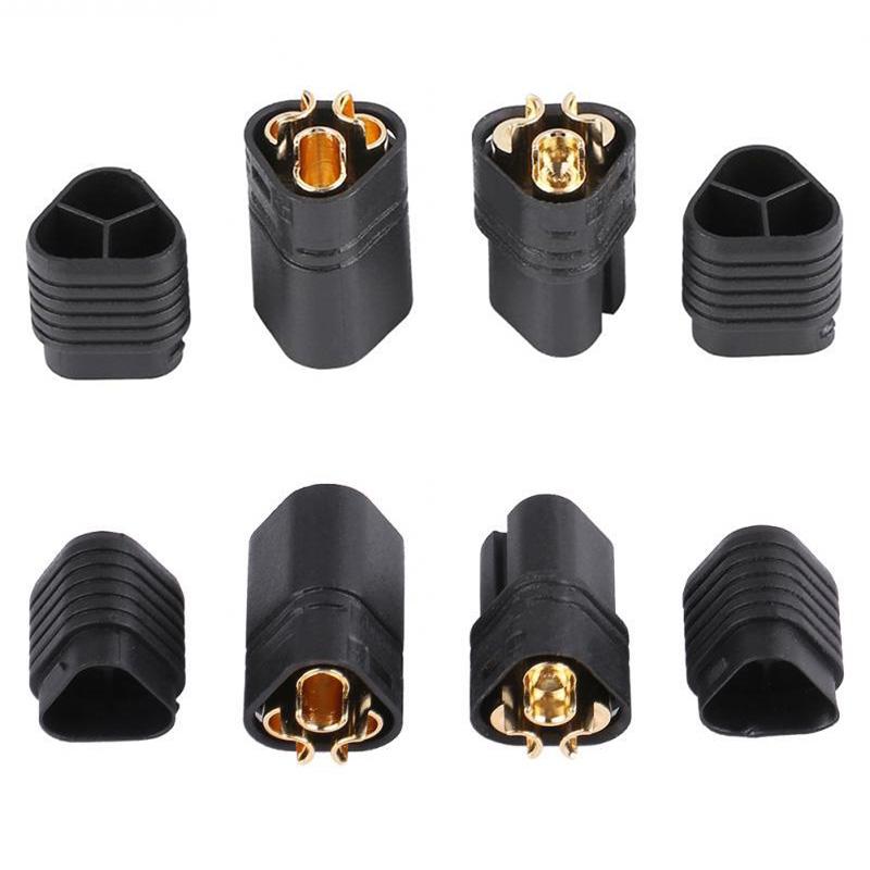5 Pairs MT60 High-Quality Connectors | 3.5mm ESC Plug | Male-Female | For RC LiPo Battery and ESC | Nickel-Plated Metal, Black