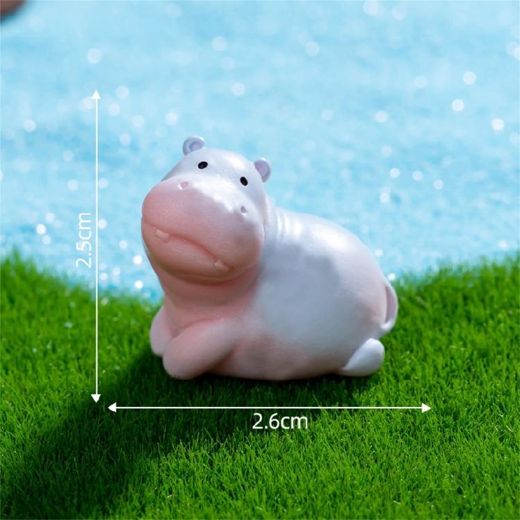 Set of 6 Cute Hippo Miniature Models Resins Figurines Ornaments for Home Office Desktop and Garden Landscape Decoration