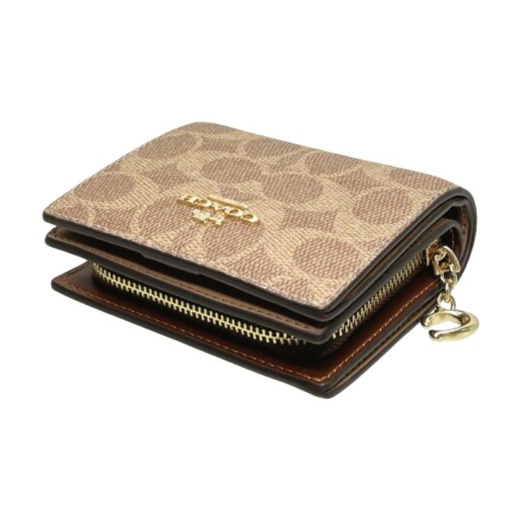 New COACH Coated Canvas Wallet Mini Women's Tan CW789-IMXHE