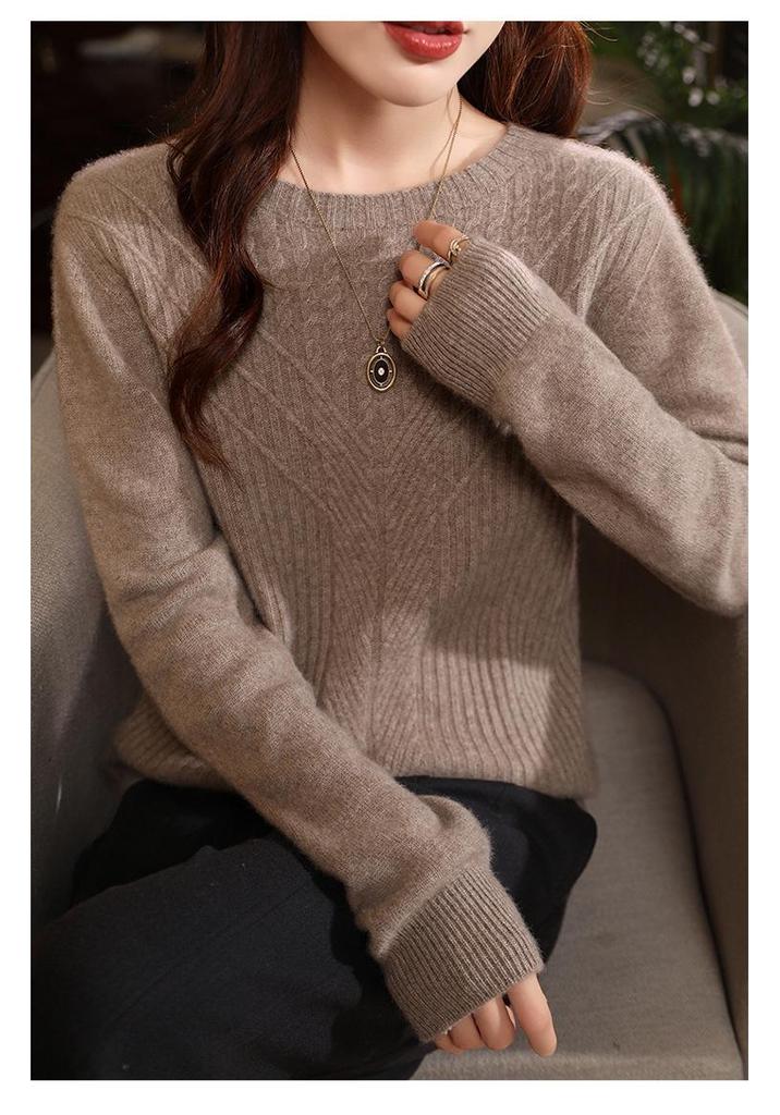 Women's Pure Wool Loose Knit Sweater - Versatile Lazy Style Base Layer Top