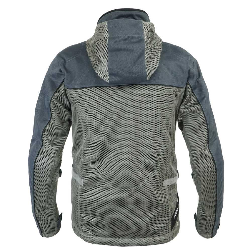 ROUGH&ROAD Direct Air Mesh Motorcycle Parka Jacket FP RR7352 Gunmetal Gray Size L - Protective Riding Gear with Chest, Shoulder, Elbow & Spine Pads