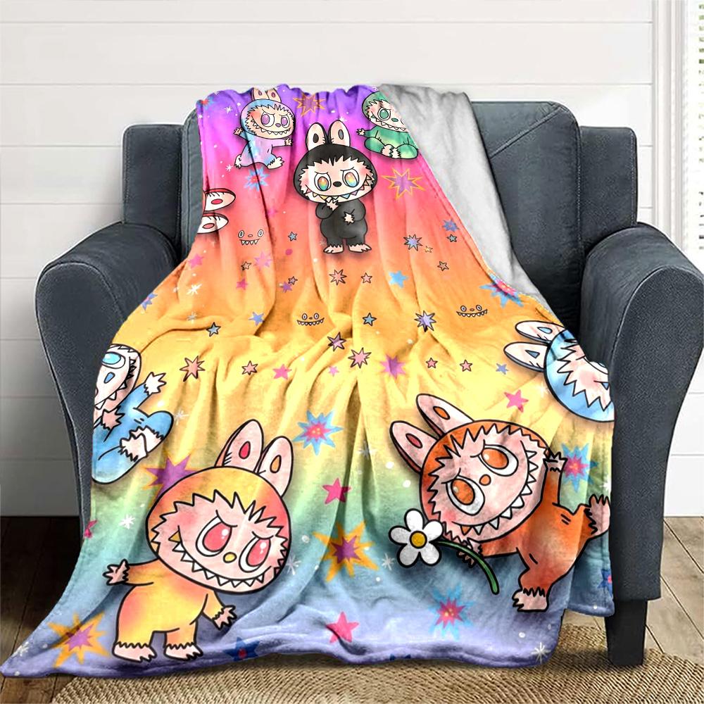 Kawaii Bubu Print Flannel Blanket High Quality Warm Comfortable Cover for All Seasons Perfect for Gifts Home Decor