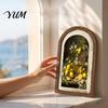 Teak Wood Wall Art Lemon Arched Decor, Pastoral Flowers Wooden Sign, Nordic Desktop Decorative Ornament Style Decoration for Home Kitchen Bedroom
