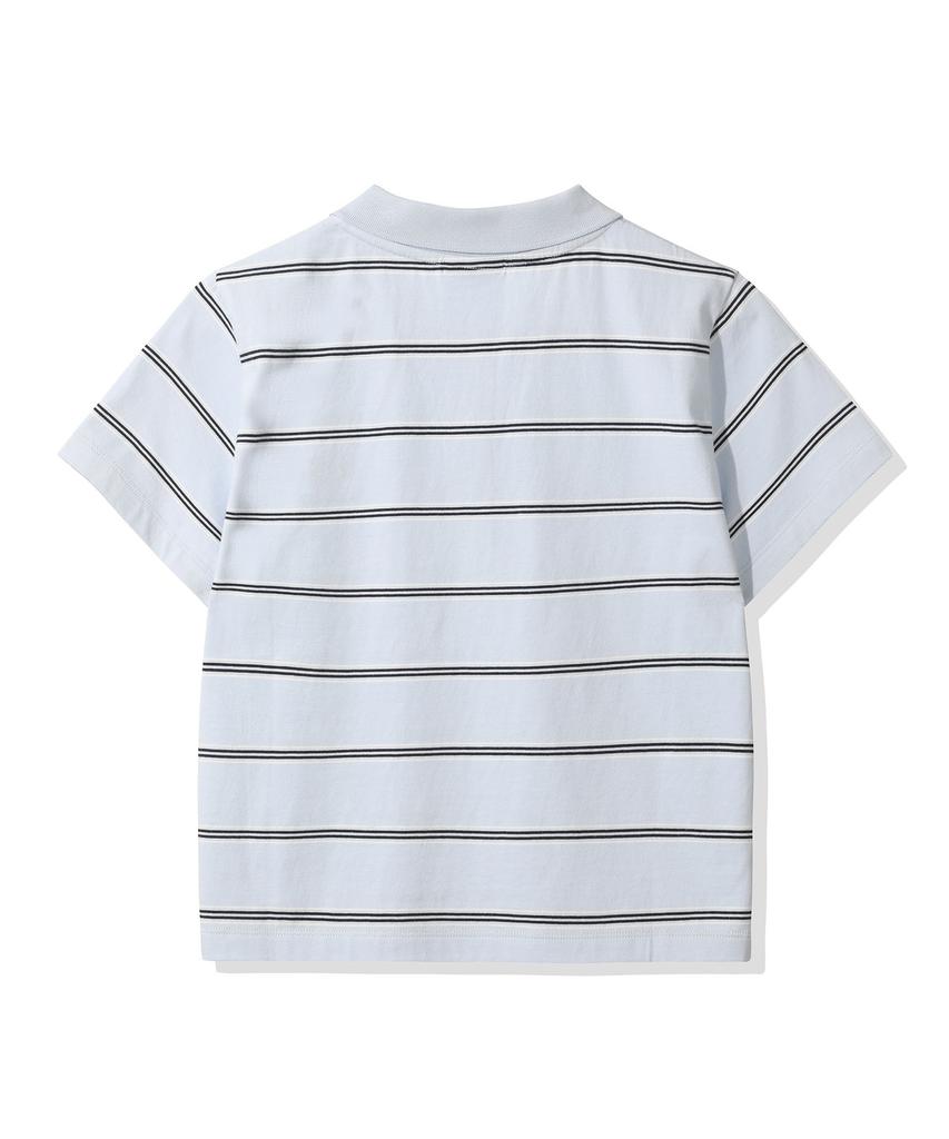 CGP (Women) Striped Short Sleeve Collared T-Shirt - Sky Blue